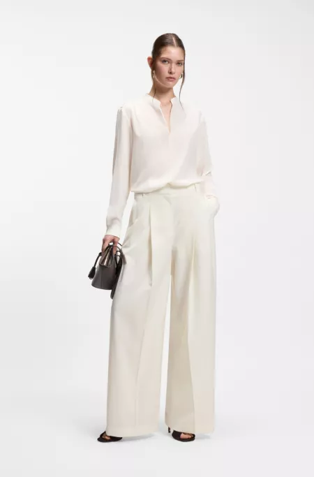 Relaxed-fit blouse in sandwashed silk