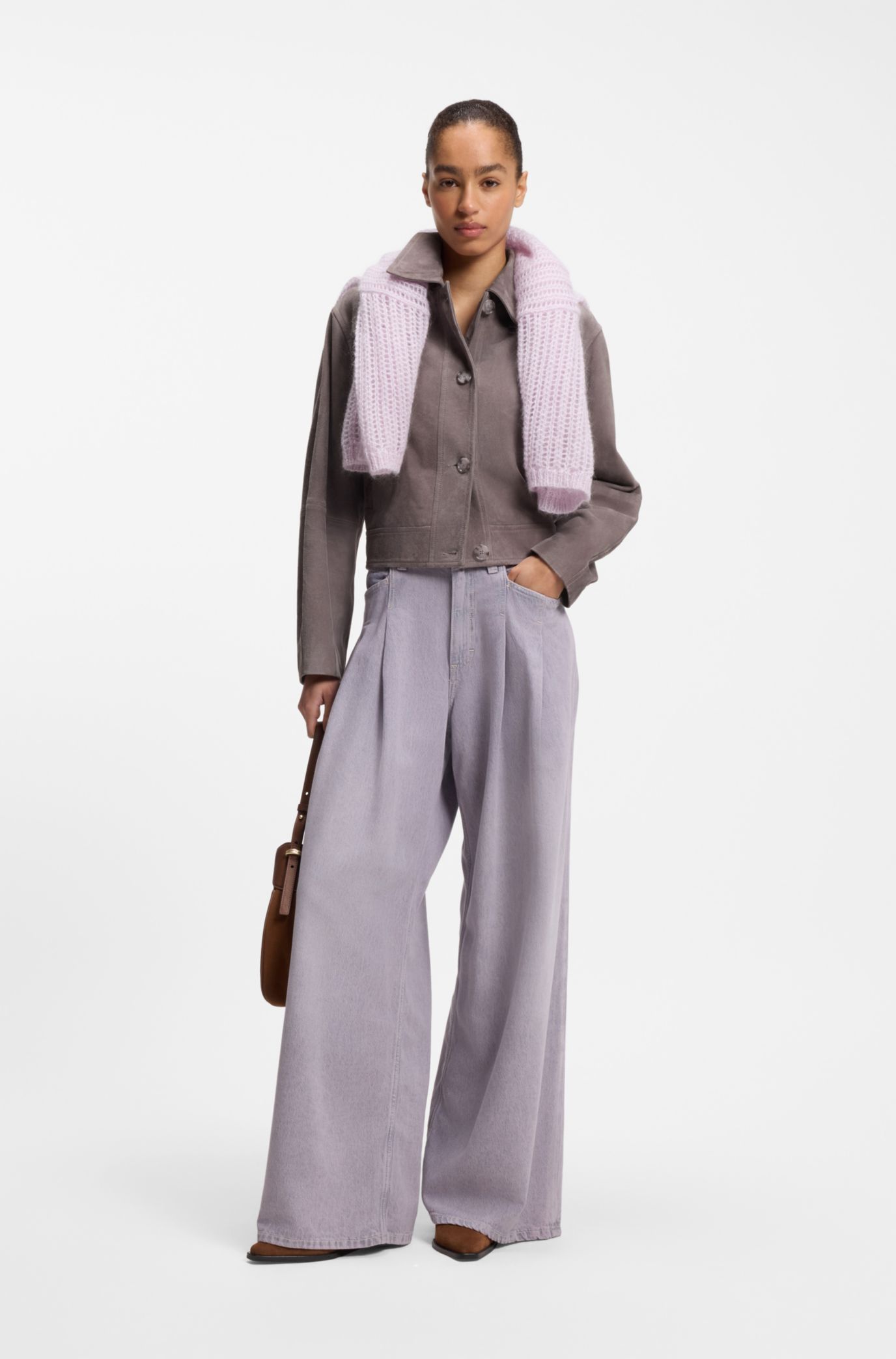 BOSS - Suede jacket in a trucker style - Light Purple