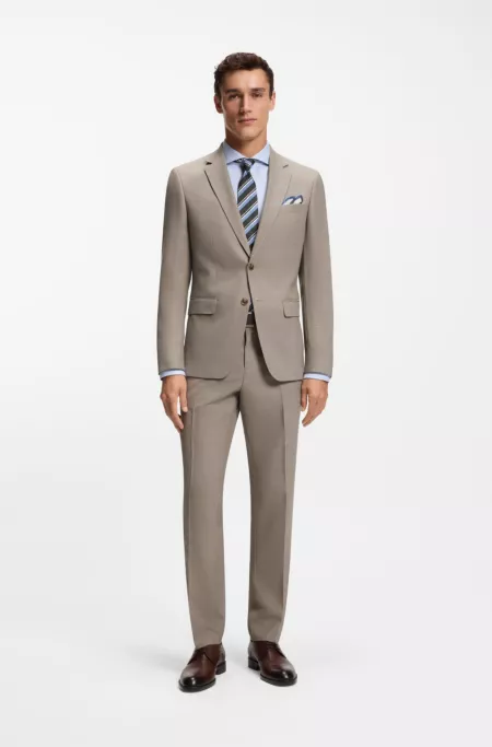 Micro-patterned two-piece slim-fit suit in stretch cloth