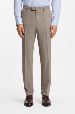 Traje slim fit de dos piezas de pa&ntilde;o el&aacute;stico con microestampado, Caqui