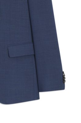 Traje slim fit de dos piezas de pa&ntilde;o el&aacute;stico con microestampado, Celeste