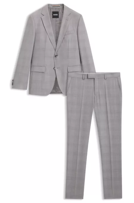 Two-piece slim-fit suit in virgin wool and silk