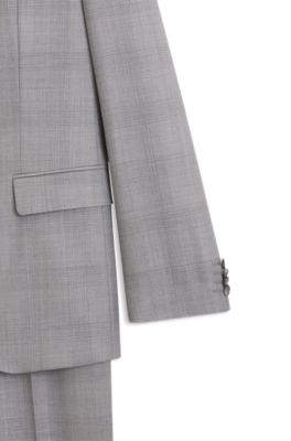 Traje slim fit de dos piezas en lana virgen y seda, Plata