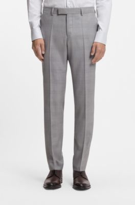 Traje slim fit de dos piezas en lana virgen y seda, Plata