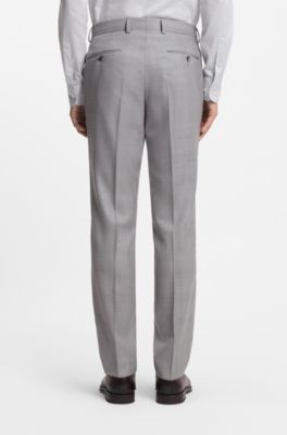 Traje slim fit de dos piezas en lana virgen y seda, Plata