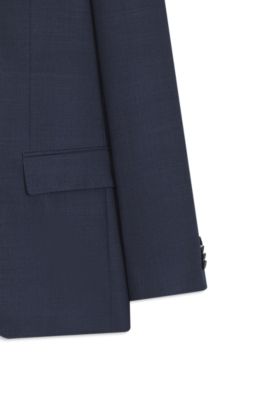 Traje slim fit de dos piezas en lana virgen y seda, Celeste