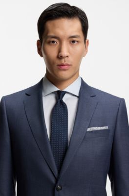 Two-piece slim-fit suit in virgin wool and silk, Light Blue