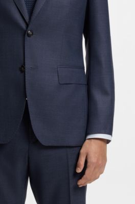 Traje slim fit de dos piezas en lana virgen y seda, Celeste