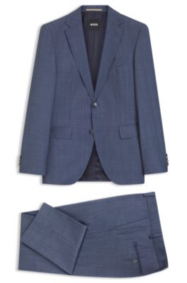Traje regular fit de dos piezas en lana y seda, Celeste