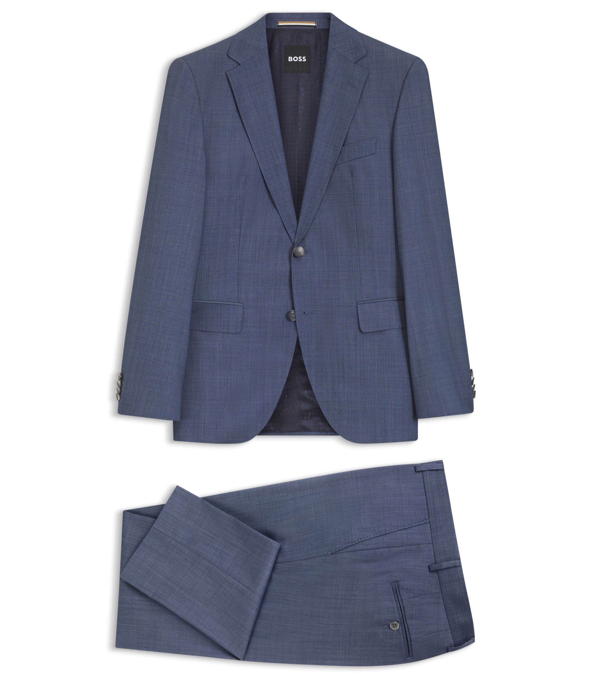 BOSS - Two-piece regular-fit suit in virgin wool and silk - Light Blue