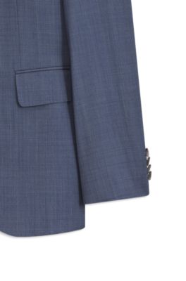 Traje regular fit de dos piezas en lana y seda, Celeste