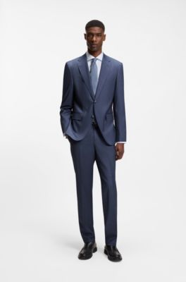 Two-piece regular-fit suit in virgin wool and silk, Light Blue