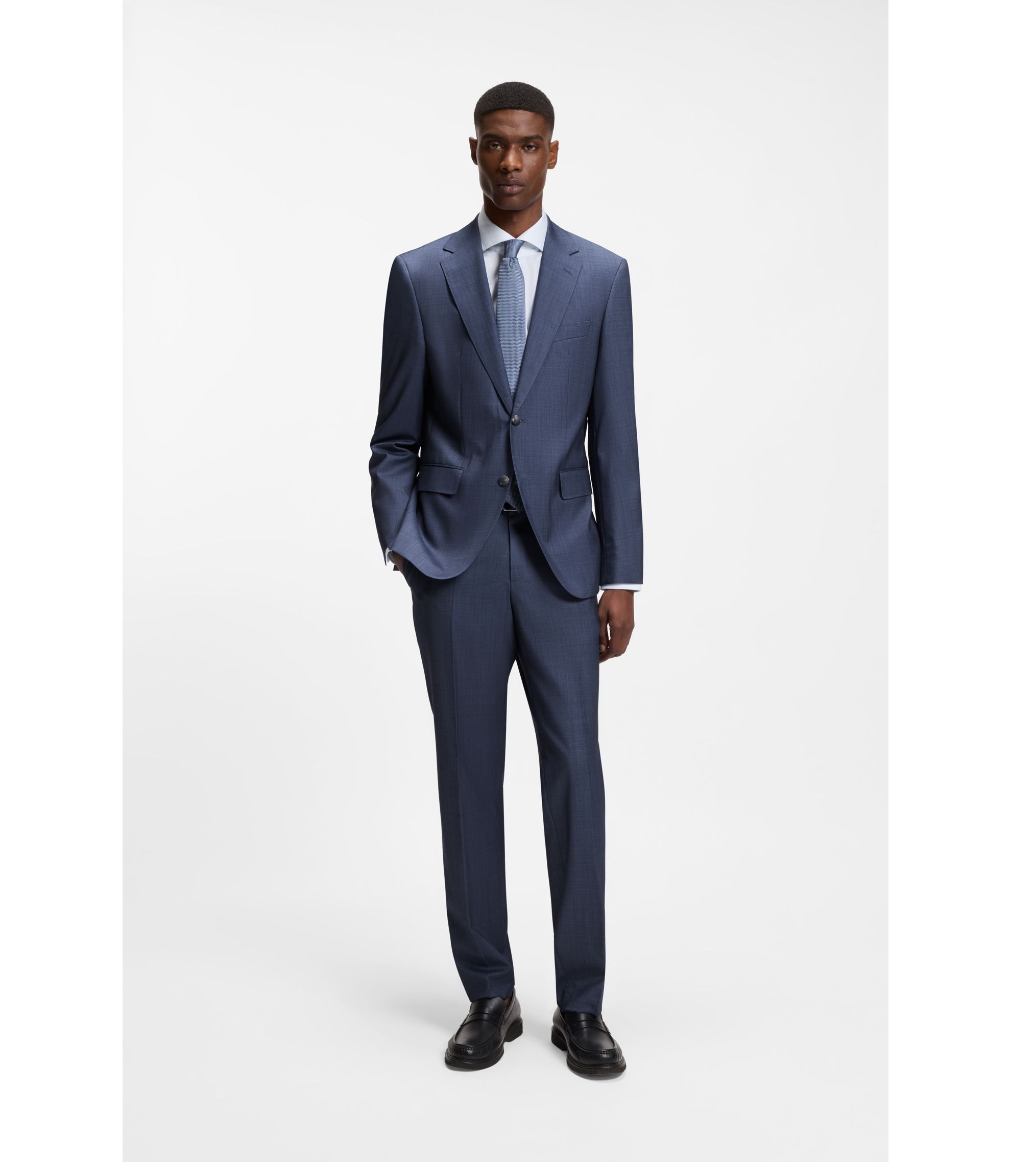 BOSS - Two-piece regular-fit suit in virgin wool and silk - Light Blue