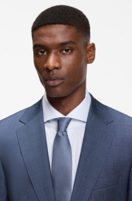 Two-piece regular-fit suit in virgin wool and silk, Light Blue