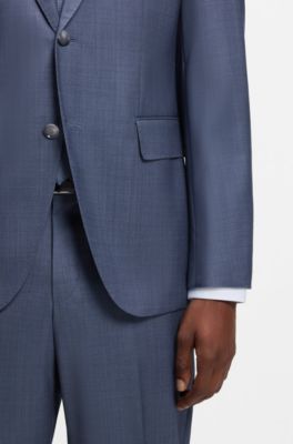 Traje regular fit de dos piezas en lana y seda, Celeste