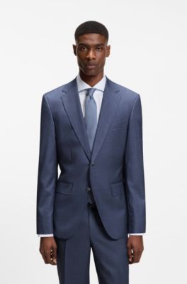 Traje regular fit de dos piezas en lana y seda, Celeste