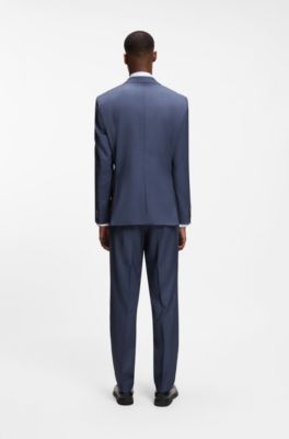 Traje regular fit de dos piezas en lana y seda, Celeste