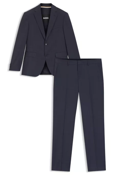 Two-piece regular-fit suit in virgin wool and silk