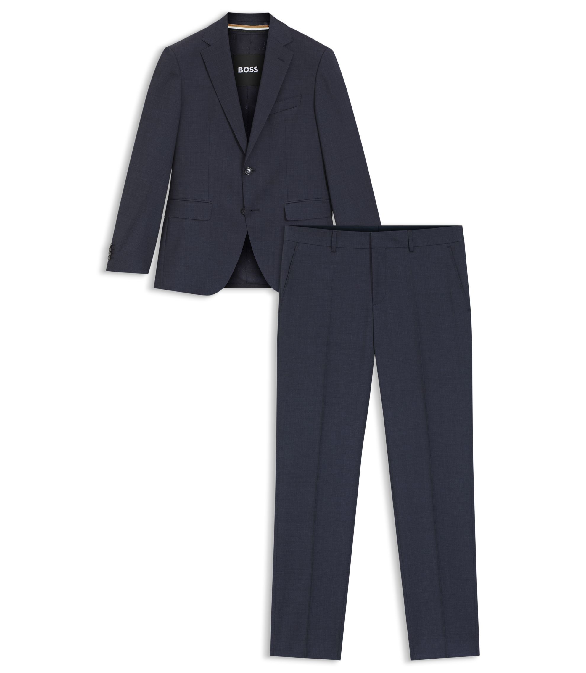 BOSS - Two-piece regular-fit suit in virgin wool and silk - Light Blue