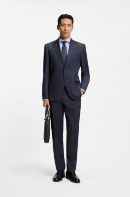 Two-piece regular-fit suit in virgin wool and silk, Light Blue