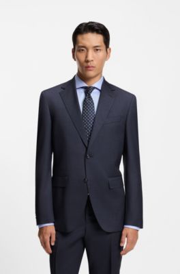 Two-piece regular-fit suit in virgin wool and silk, Light Blue