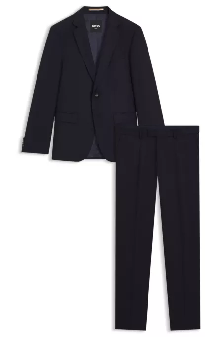 Two-piece slim-fit suit in patterned virgin wool