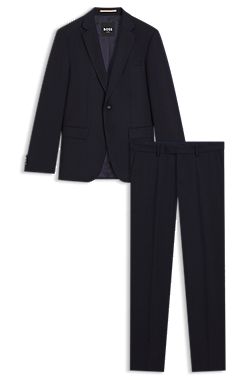 Two-piece slim-fit suit in patterned virgin wool