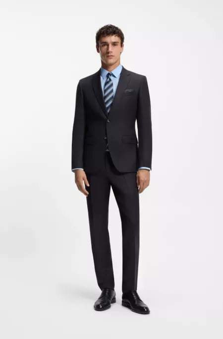 Two-piece slim-fit suit in patterned virgin wool