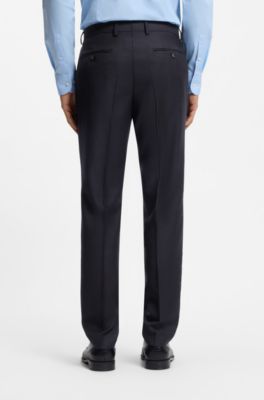 Two-piece slim-fit suit in patterned virgin wool, Dark Blue