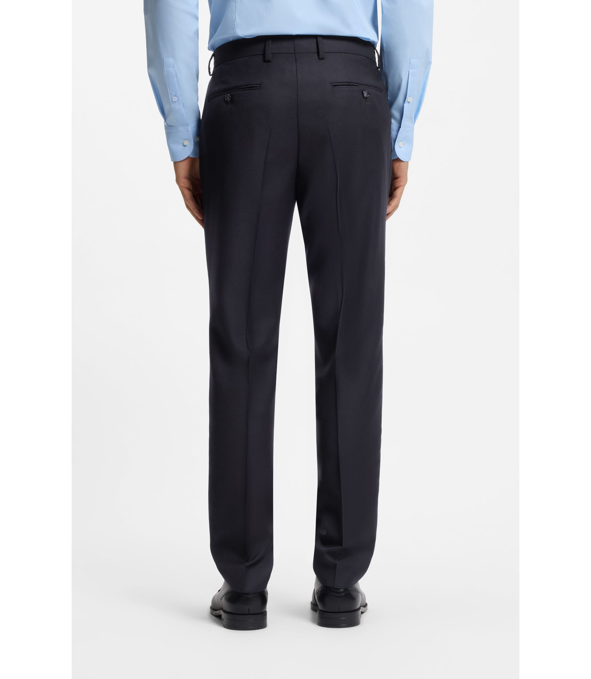 BOSS - Two-piece slim-fit suit in patterned virgin wool - Dark Blue