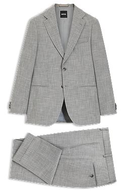 Two-piece slim-fit suit in cotton and virgin wool