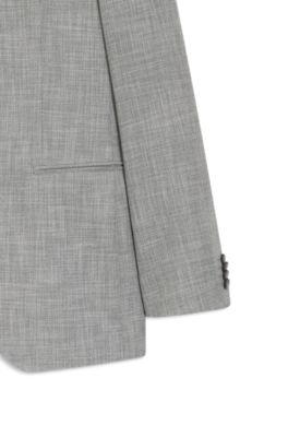 Two-piece slim-fit suit in cotton and virgin wool, Silver
