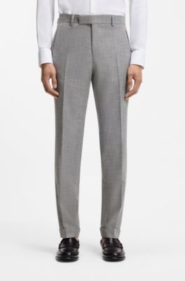 Two-piece slim-fit suit in cotton and virgin wool, Silver