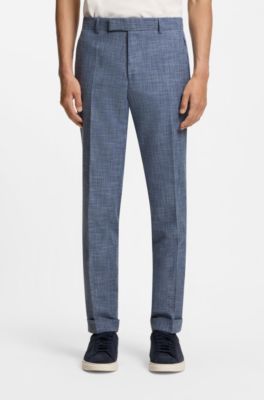 Two-piece slim-fit suit in cotton and virgin wool, Light Blue