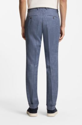 Two-piece slim-fit suit in cotton and virgin wool, Light Blue