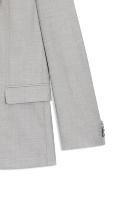 Traje slim fit de dos piezas en mezcla de lana, Plata