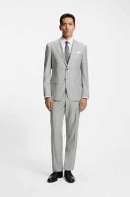 Traje slim fit de dos piezas en mezcla de lana, Plata