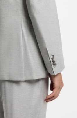 Traje slim fit de dos piezas en mezcla de lana, Plata