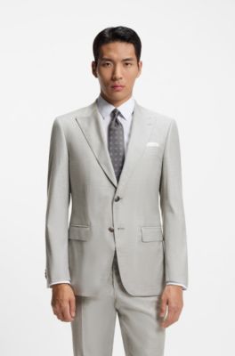 Traje slim fit de dos piezas en mezcla de lana, Plata
