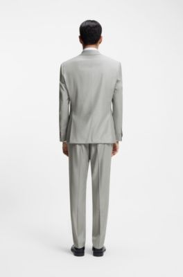Traje slim fit de dos piezas en mezcla de lana, Plata