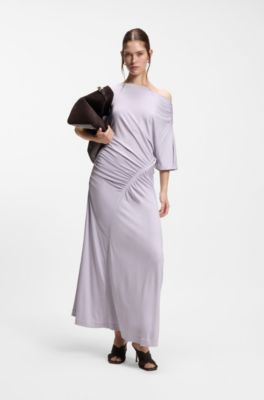 Vestido slim fit con detalles fruncidos, Luz p&uacute;rpura