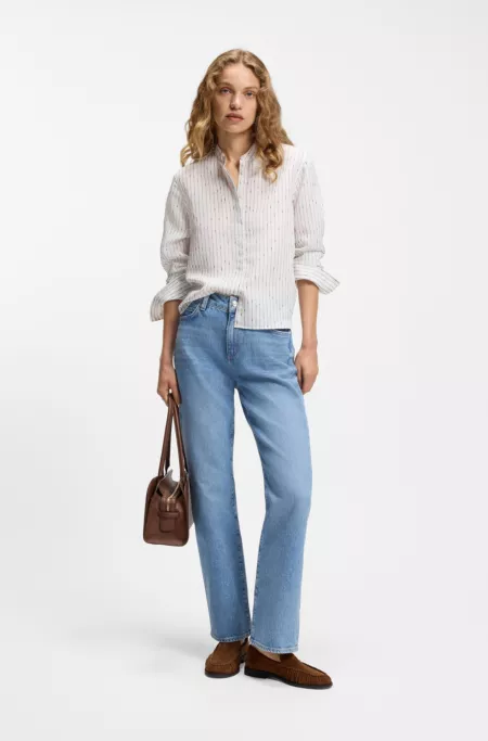 Regular-fit blouse with broken stripe