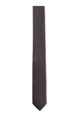 Corbata de seda con motivo de jacquard, Marr&oacute;n claro