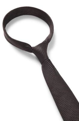 Jacquard-pattern tie in silk, Light Brown