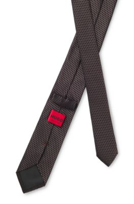 Corbata de seda con motivo de jacquard, Marr&oacute;n claro