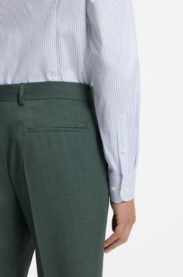 Washable slim-fit trousers in stretch cloth, Light Green