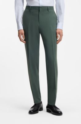 Washable slim-fit trousers in stretch cloth, Light Green