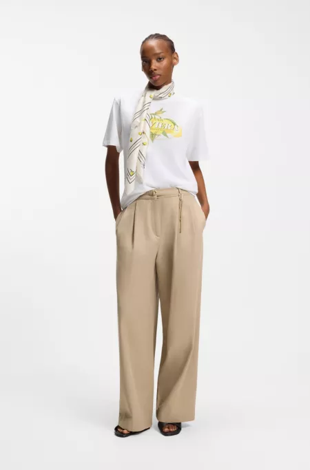 Straight-fit trousers with gold-tone carabiner chain