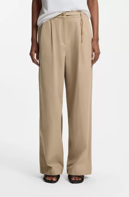 Straight-fit trousers with gold-tone carabiner chain