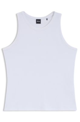 Slim-fit tank top in cotton, modal, and silk, White